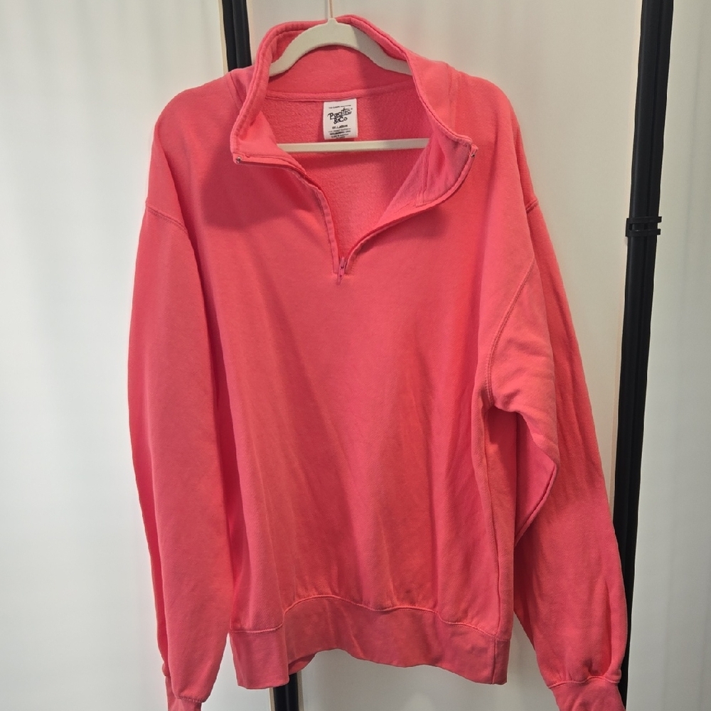 Pacific & CO Womens  Vibrant Pink Half-Zip-Up Sweatshirt NWOT